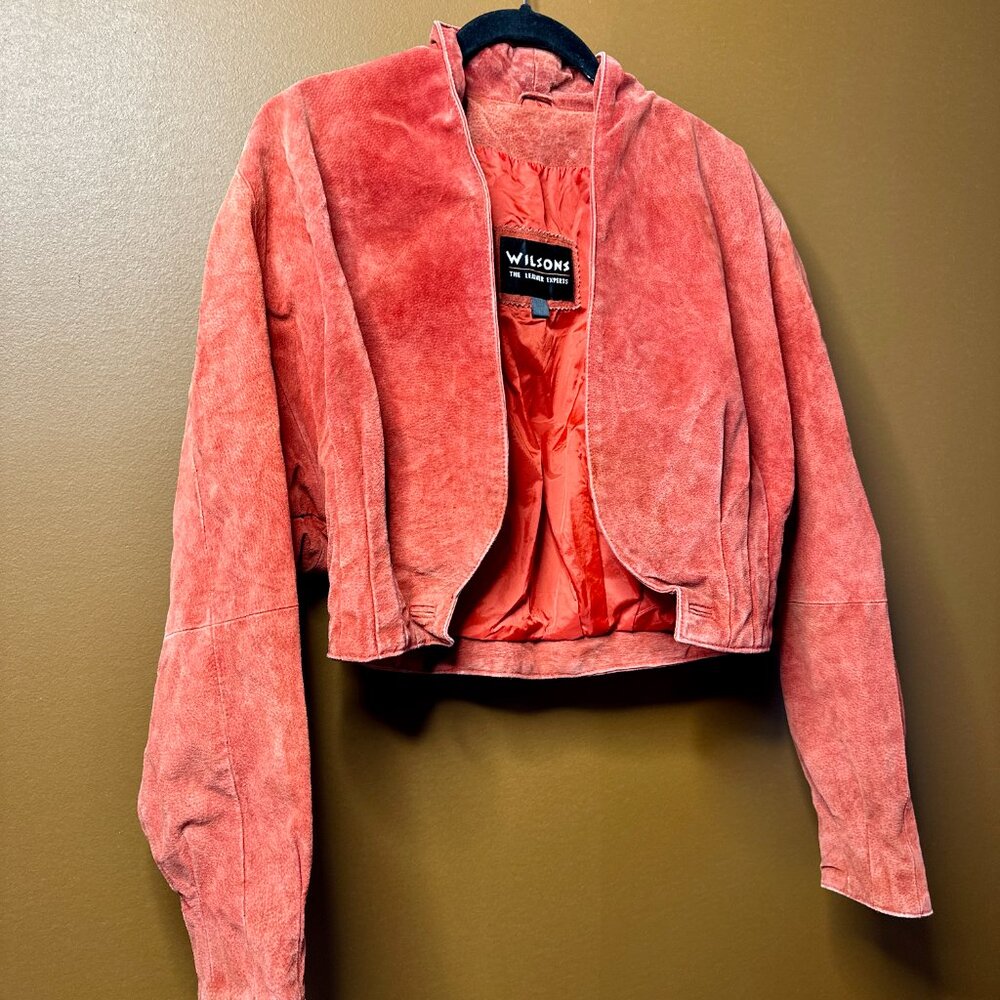 Vintage Wilsons Distressed Red Suede Cropped Jacket – Size Medium
